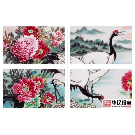 石开新品牡丹仙鹤图《鹤鸣春晓增福寿，国色千姿布新春》