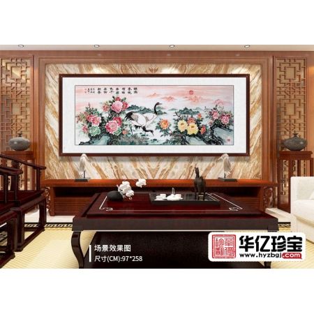 石开老师牡丹仙鹤图《鹤鸣春晓增福寿，国色千姿布新春》
