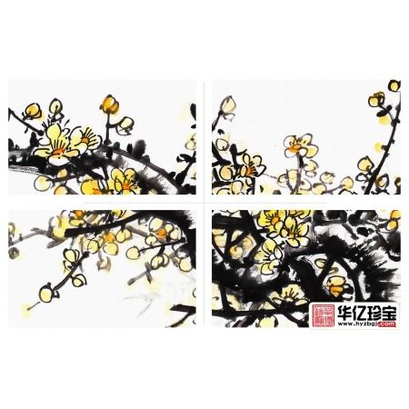 石开新品国画梅花图《素艳雪凝树，清香风满枝》
