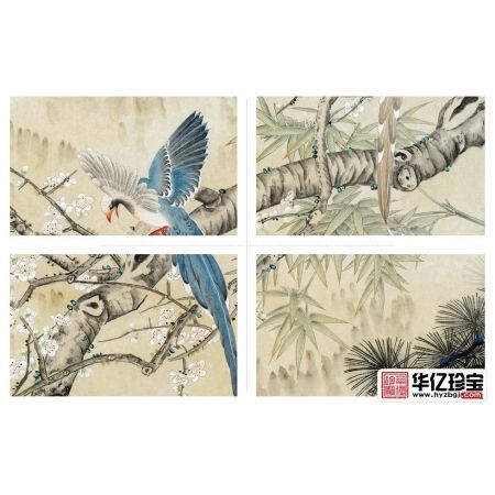 秦宝田四尺横幅岁寒三友松、竹、梅《三友图》