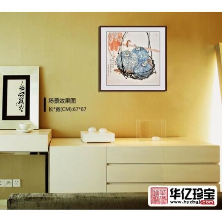 餐厅装饰画 羽墨动物画 小松鼠《只因野性干藜藿，ZUI爱山蔬带水云》