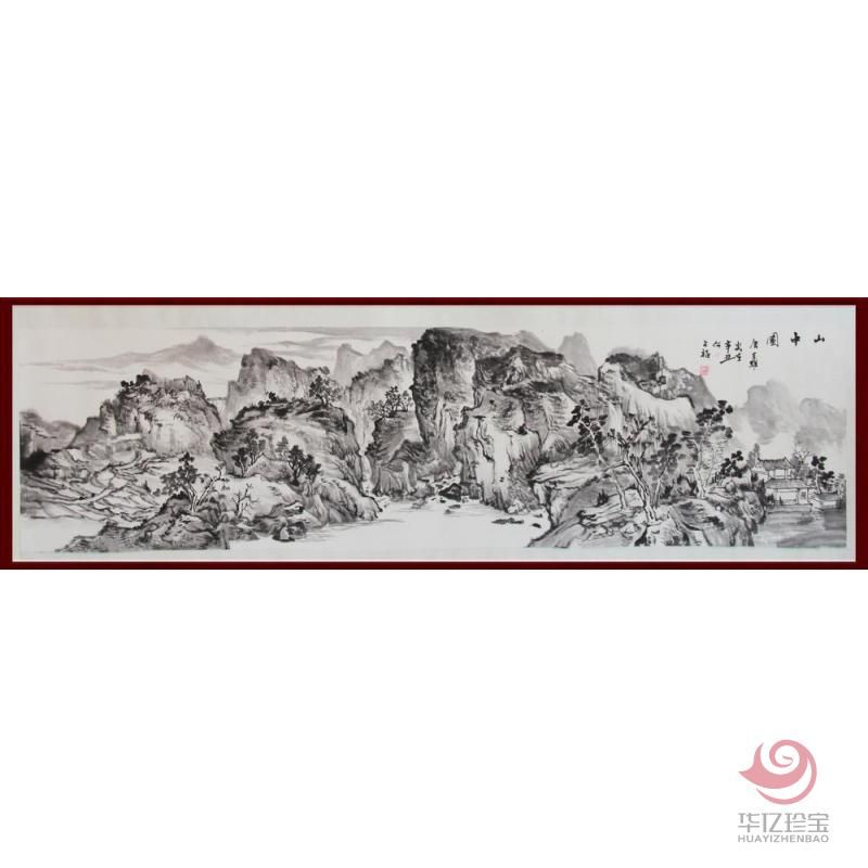 贺兰山画派创始人 山水画家何占?！渡街型肌?平尺横幅作品