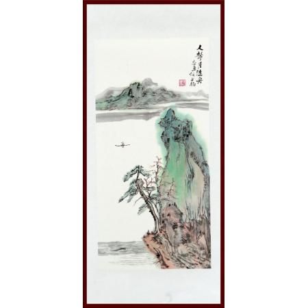 贺兰山画派创始人 山水画家何占?！度司苍滤嬷邸?平尺竖幅