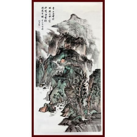 宁夏美协副主席  山水画家何占?！肚嗌桨自仆肌?平尺竖幅