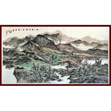 宁夏美协副主席何占?；摇妒笔蔽拍裼?处处是泉声》16平尺巨幅作品