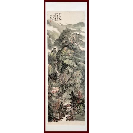 贺兰山画派创始人 山水画家何占?！兜歉吡偎囊啊?.5平尺作品