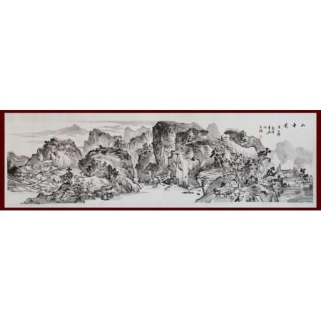贺兰山画派创始人 山水画家何占?！渡街型肌?平尺横幅作品