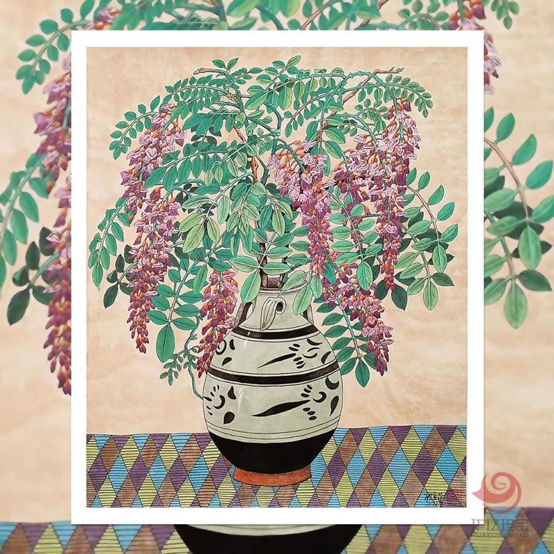 家传工笔重彩传承人祝重华5平尺花鸟作品