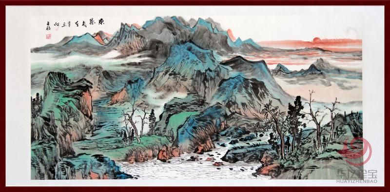 贺兰山画派创始人  山水画家何占?！抖肌?平尺横幅巨作