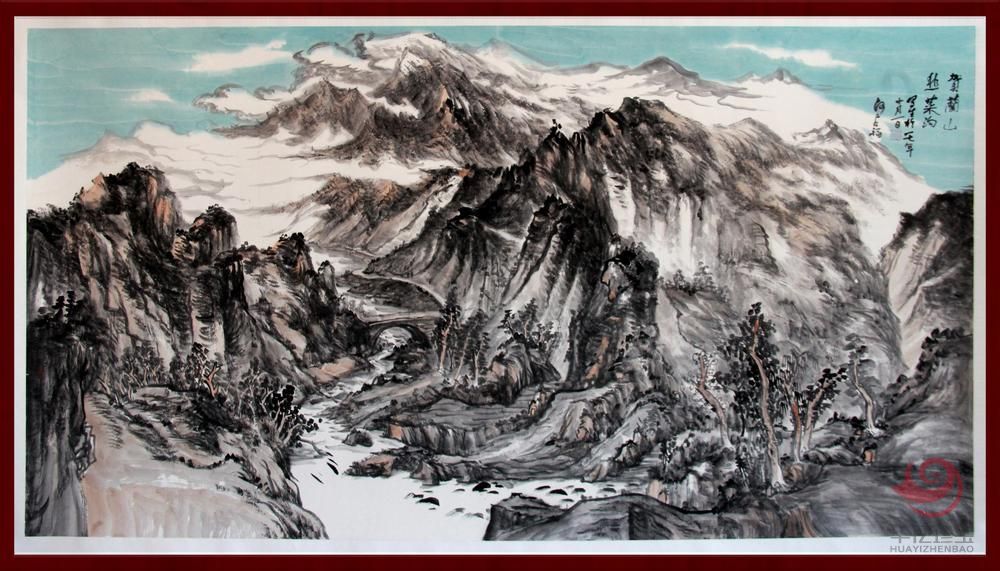 贺兰山画派创始人 山水画家何占?！逗乩忌骄虏斯怠?6平尺巨幅作品