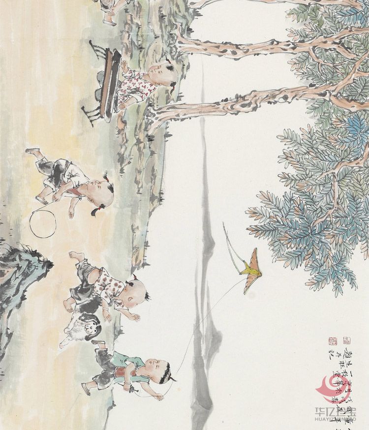 胡生旺 孩童挂画手绘国画人物画名家字画真?？吞榉克?title=